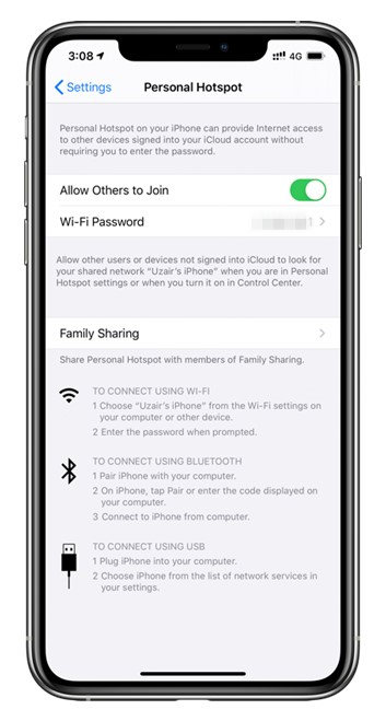 personal hotspot not showing in iphone 13