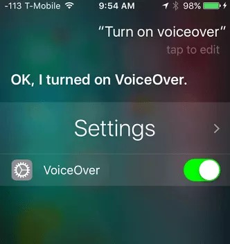 turn on voiceover