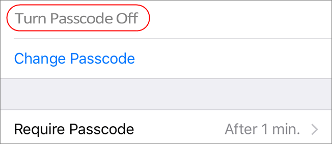 turn passcode off greyed out on iphone