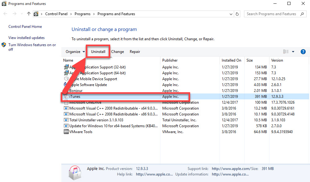uninstall-itunes