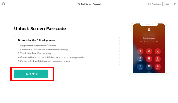 start unlocking ios screen via anyunlock