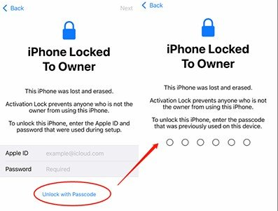 unlock the device with screen passcode