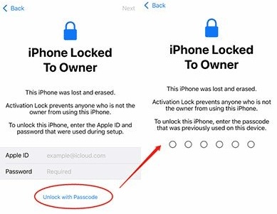 unlock the device with screen passcode