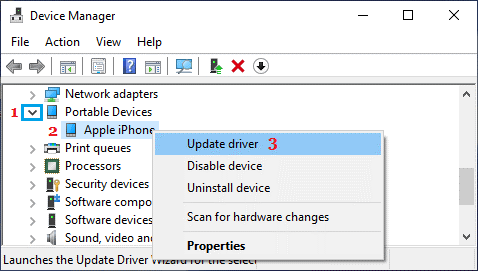 update apple iphone driver on windows