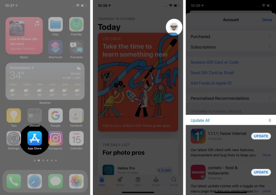 update apps iphone app store