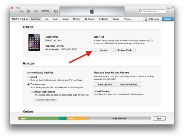 update ios version by iTunes