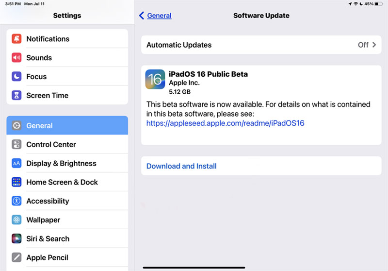 update ipad system