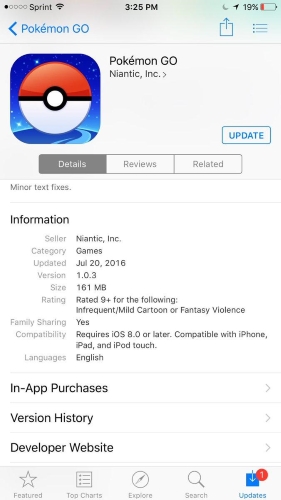 update pokémon go on iphone