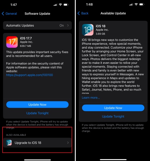 ios 18 software update