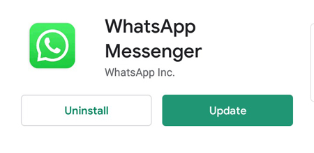 update whatsapp in google play