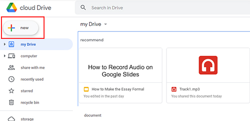 upload audio to google drive