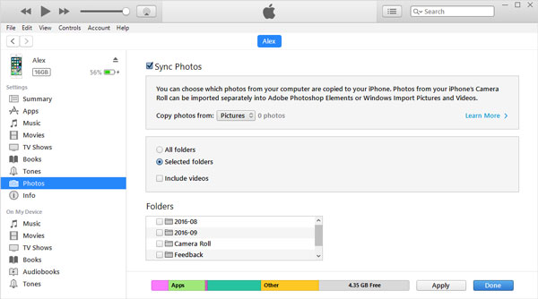 use itunes to delete photos