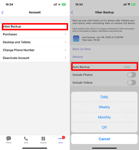 viber auto backup