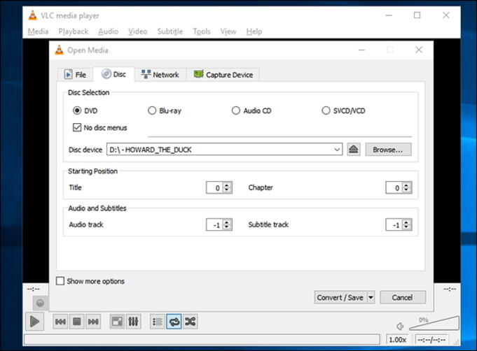 vlc convert dvd
