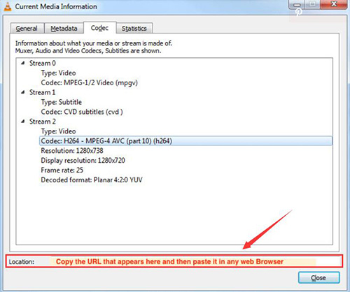 vlc copy location url