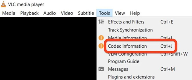 vlc codec information