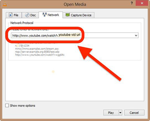 vlc paste link