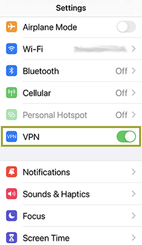 vpn in iphone settings