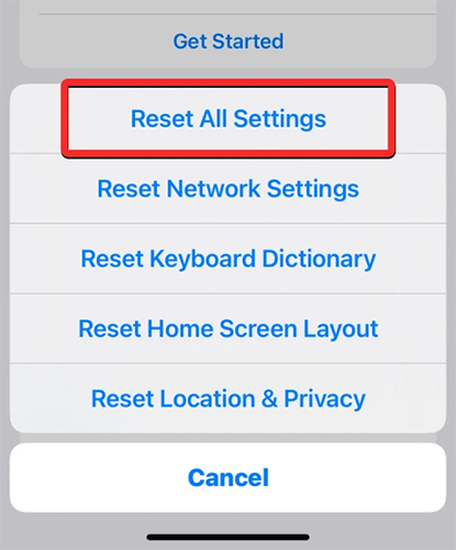 what happens when reset all settings on iphone