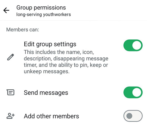 manage whatsapp group permissions