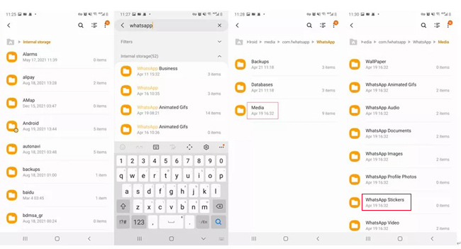 whatsapp stickers in file manager
