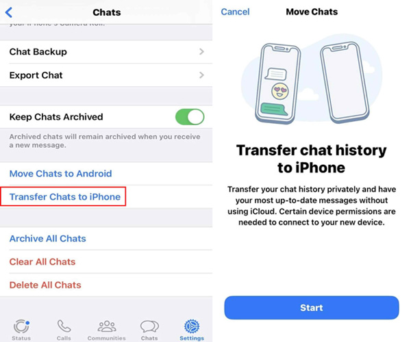 whatsap tarnsfer chats to iphone