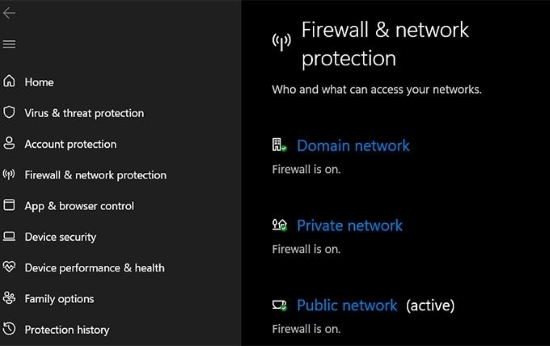 disanle firewall and network protection windows