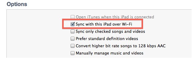 wireless syncing itunes ipad