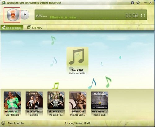 interface of wondershare streaming audio recorder