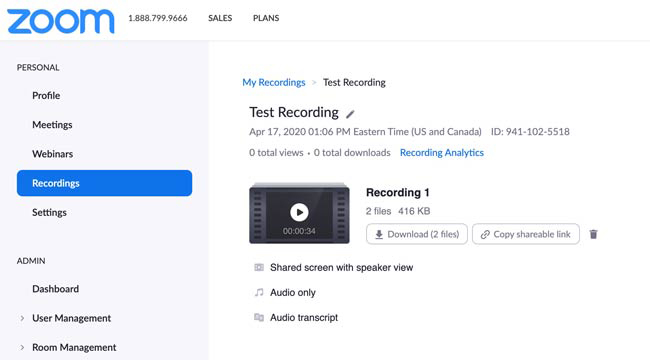 open zoom recording