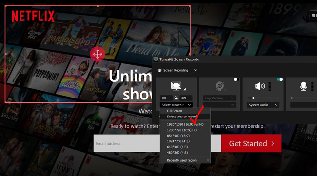 how to record netflix using tuneskit screen recorder