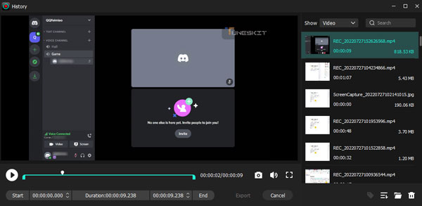 edit and find recorded webcam video