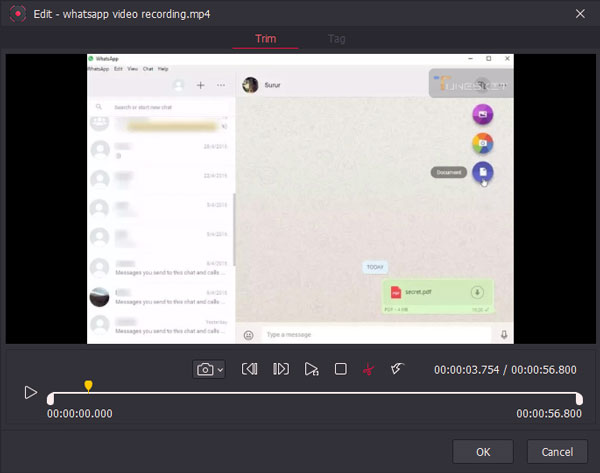 edit recorded whatsapp video call