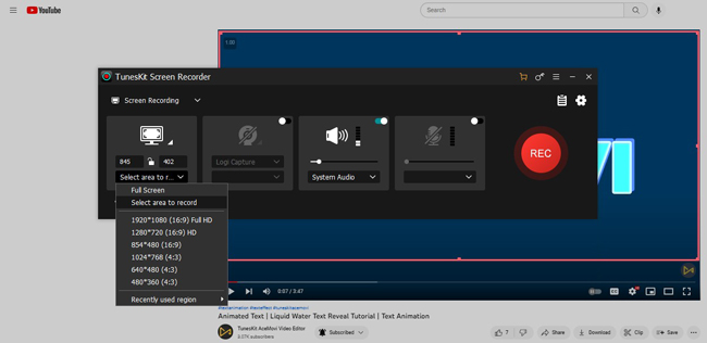 download youtube video by recording with tuneskit screen recorder