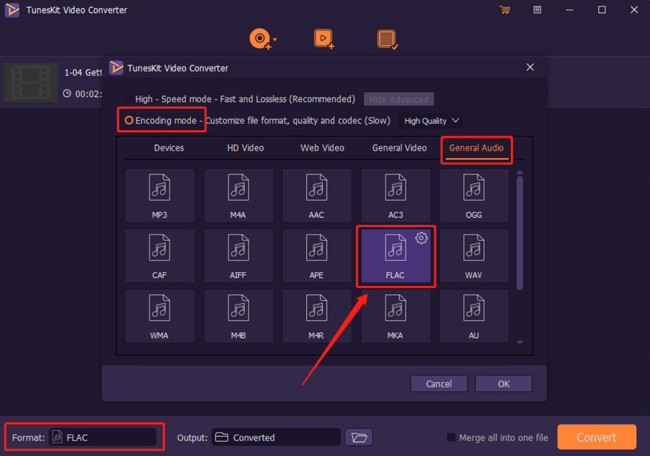 set flac as output format