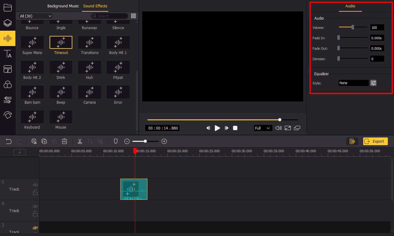 fastcut add sound effect
