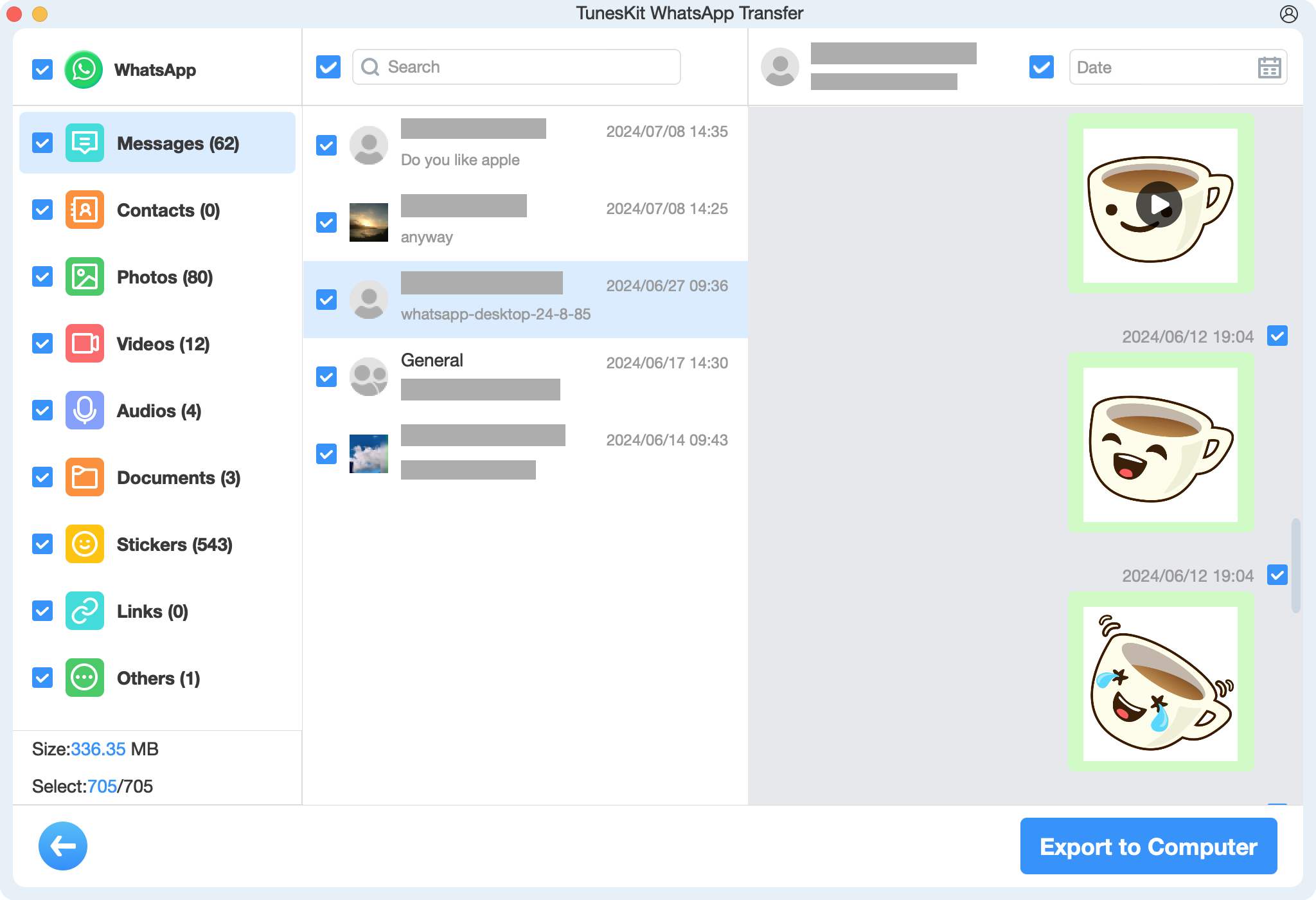 select export data