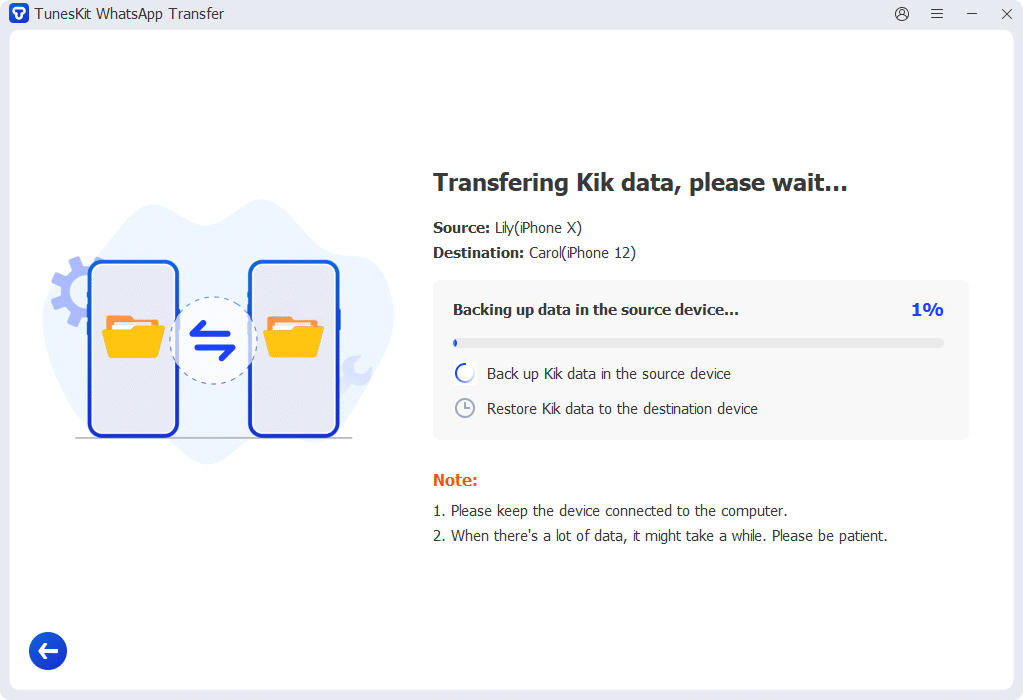 transferring kik page